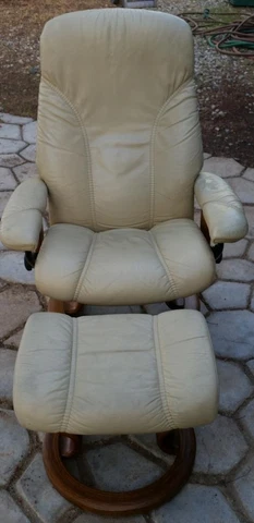 EKORNES Stressless Adjustable Recliner Chair & Ottoman Mid Century True Vintage Cover