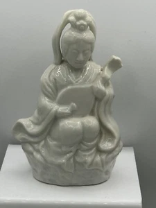 Japanese Goddess Benzaiten / Benten Lucky God playing Pipa Figurine 6” - Picture 1 of 9