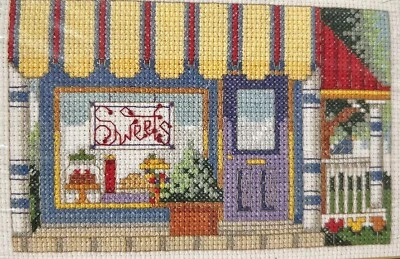 Bucilla Sweet Shop Counted Cross Stitch Kit #43400 Small Town Treats VTG - Image 1 of 4