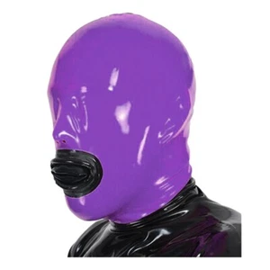 Mens Latex Hood with Mouth tube Gummi Mask for Bodysuit Fetish BDSM 0.4mm - Picture 1 of 11