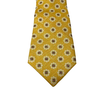 Kiton Hombre Corbata Estampado Amarillo 100% Seda Italia 3.5 x 59 NUEVO Foto 1 de 4