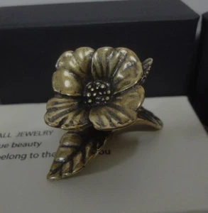 Retro massiv Messing Kupfer Pfirsichblüte Blume Statue & Geschenkbox - Bild 1 von 6