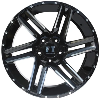 4 Wheels 20" FT7 20x9 6x135 Gloss Black Machined 0ET 87.1CB (FT720961350BM) - Image 1 of 3