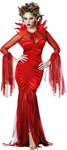 Hot Fiery Diva Inferno Flames Halloween Ruched Dress Devil Costume Adult Women - Picture 1 of 3