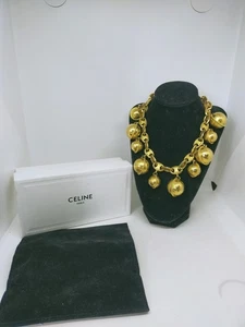 superbe et imposant collier vintage CELINE métal doré - Imagen 1 de 9