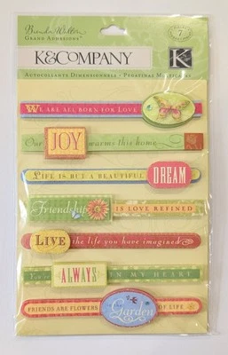 Brenda Walton Happy Thoughts Words & Phrases Grand Adhesions Stickers K&Company - Image 1 of 2