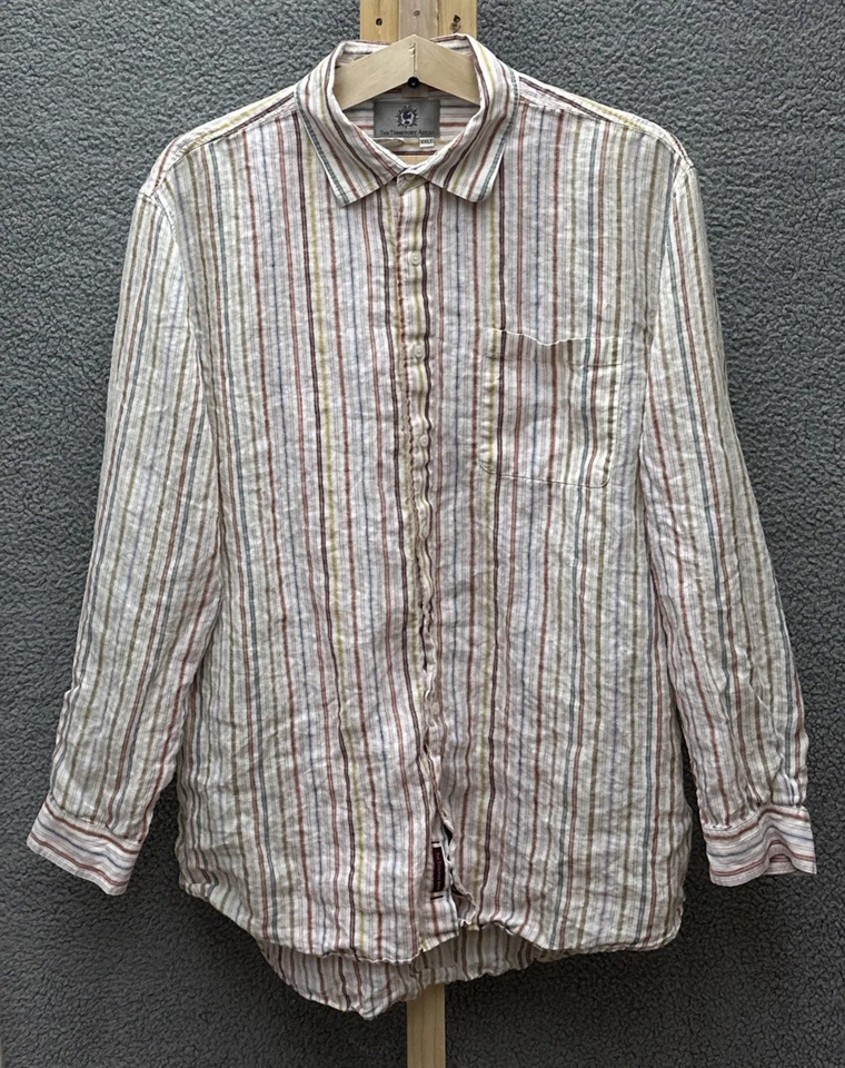 Винтажная мужская рубашка The Territory Ahead XXLT многоцветная в полоску с длинным рукавом 90-е - Изображение 1 из 4