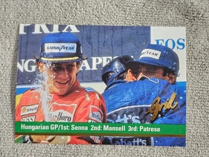 1992 Formula 1 Ayrton Senna Nigel Mansell Riccardo Patrese Hungarian GP #109 HOF - Picture 1 of 2