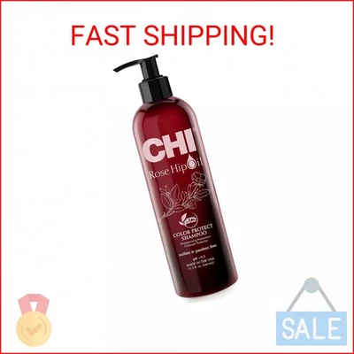 Champú protector con aceite de rosa mosqueta CHI, limpia suavemente el cabello teñido y ayuda a R Foto 1 de 2