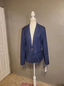 Blazer donna XOXO Juniors blu navy nuovo con etichetta spalle imbottite XL foderato - Foto 1 di 11