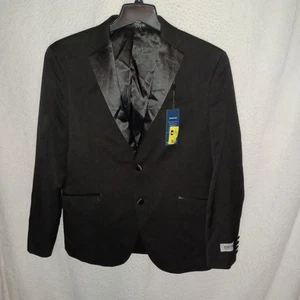 Kenneth Cole Men's 42S Tuxedo Suit Jacket Sport Coat Blazer Black Mini Check 16A - Picture 1 of 11