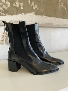 Zara Black Patent Ankle Boots. New. Size 41 - Picture 1 of 9