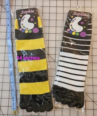 2 Pairs Of Striped 5-Toe Socks - Image 1 of 2
