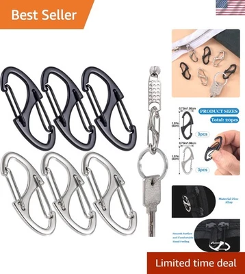 6pcs Anti Theft Zipper Locks, Dual Opening Deterrent Black & Silver - Image 1 of 4