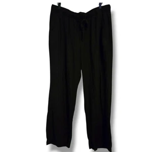 Old Navy pants womens Large black linen-blend wide-leg pockets - Picture 1 of 7