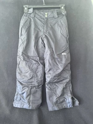 REI Co-op Kids Snowpants Size XS(6-7)  Black Fleece Lined Zippers At Ankle - Imagem 1 de 2