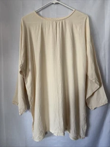 Blusa EILEEN FISHER Vintage Lavada Rayón Arrugado Manga Larga Talla 2 (2XL) Crema - Imagen 1 de 7
