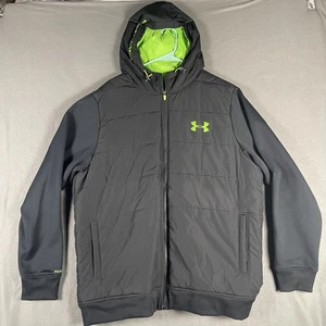 Under Armour Jacket Mens 2XL Black Green Storm ColdGear Infrared Hooded Full Zip - Picture 1 of 11
