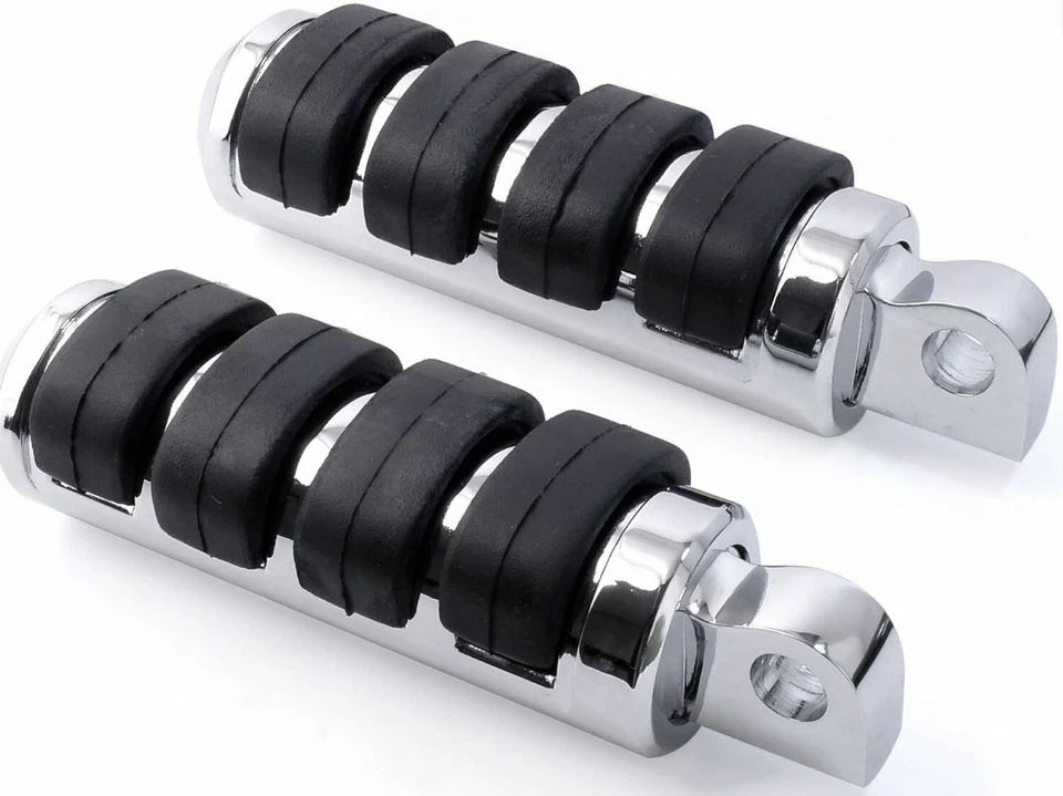 Pedane per Harley Davidson Softail Dyna Sportster Custom Coppia Pedalini Cromate - Immagine 1 di 4