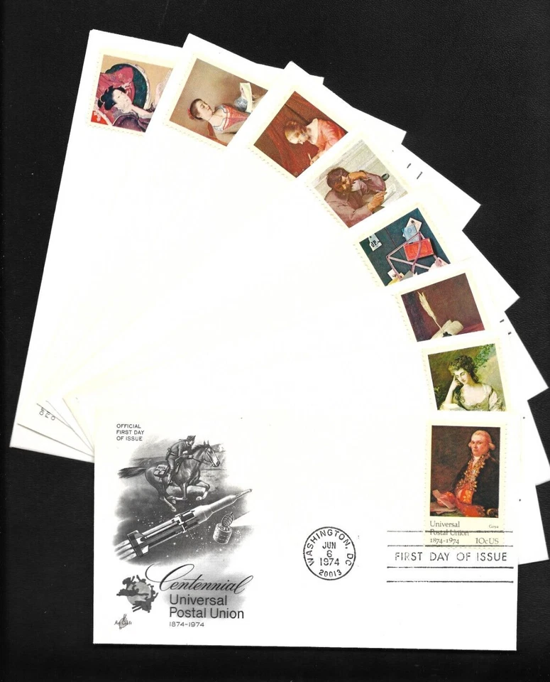 US FDC 1974 Letters Mingle Souls 8 Covers Artcraft Cachets Scott 1530-37 | - Image 1 of 1