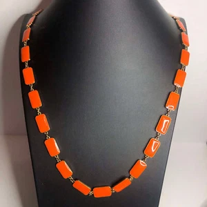4094 Kate Spade NY Gold Orange "Park Guell" Enamel Necklace Station 32" - Picture 1 of 2