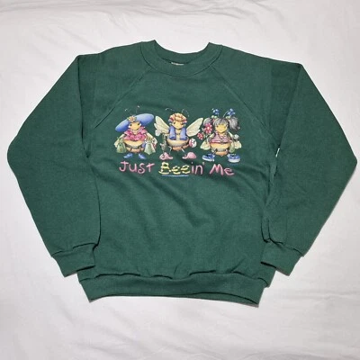 Vintage Hanes Activeware Kid "Just BEEin' Me" Fun Cartoon Bee Sweatshirt *NEW - Image 1 of 4