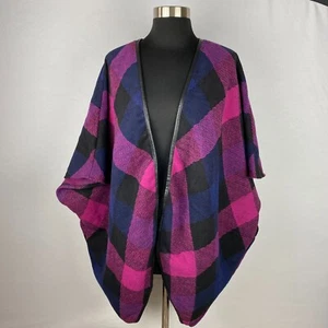 Maison Jules Cardigan Womens Beautiful Open Front Cape Plaid Attractive XXL - Picture 1 of 8