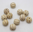 20 Natural Untreated Plain Wooden Round Beads With Carved Stripes 20mm