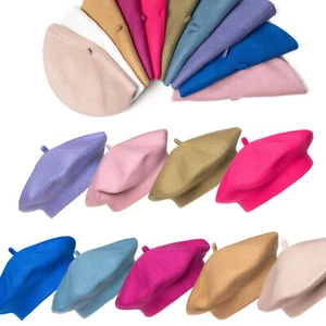 Damen Feinstrick-Baskenmütze Beret Strickmütze Einfarbig Mütze Frühling Herbst - Bild 1 von 52