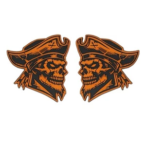 Pirate Emblem Custom Badge 3D Decal Sticker Car Truck SUV Orange Set of 2 - Picture 1 of 7