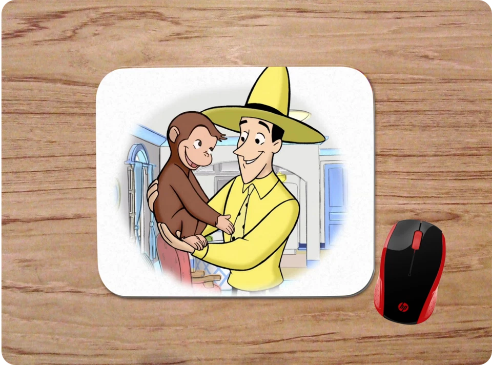 CURIOUS GEORGE MAN IN THE YELLOW HAT CUSTOM MOUSE PAD DESK MAT PC GAMING SCHOOL - Image 1 of 1