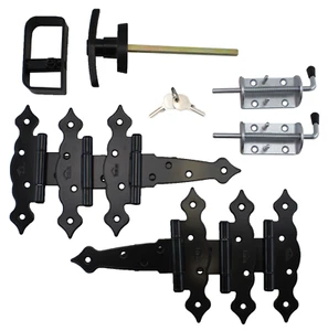 Shed Door Hardware , 5" Decorative Hinges, T handle, Shed Double Door Heavy Duty - Picture 1 of 11