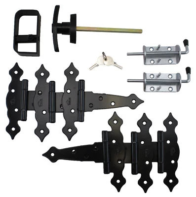 Shed Door Hardware , 5" Decorative Hinges, T handle, Shed Double Door Heavy Duty — 第 1/4 张图片