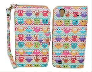 Colorful Owl on Chevron Design Wallet Leather Case for ZTE Quartz Z797C - Picture 1 of 5