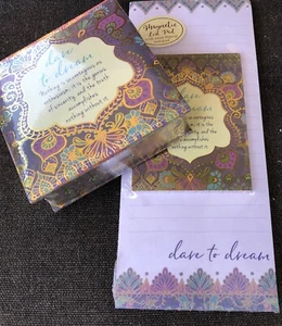Dare To Dream Inspiration Stationary Pad Memo Block And Magnetic List - Picture 1 of 3