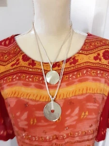 Chico's gold tone beachy double strand necklace 26" long - Picture 1 of 1