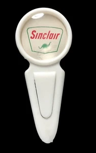 Vintage Sinclair Oil Gas Dino Plastic white Clear dome bookmarker - Picture 1 of 3