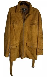 RRL Ralph Lauren Chino Lamb Suede Mercer Leather Belted Military Jacket SizeXL - Picture 1 of 24