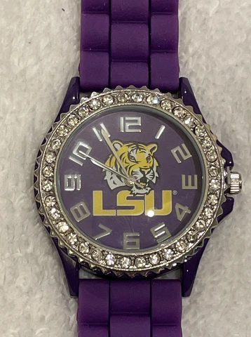 New Women's Watch LSU Tigers Rhinestone Jelly Silicone Bling Glitz. SHIPS FREE! Cover