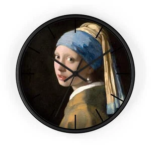 Masters of Art Johannes Vermeer Girl with a Pearl Earring Premium Wall Clock - Picture 1 of 13