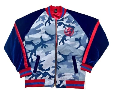 Rapper Star Status Club 男式夹克尺寸 L 冷蓝色迷彩校服夹克 — 第 1/4 张图片