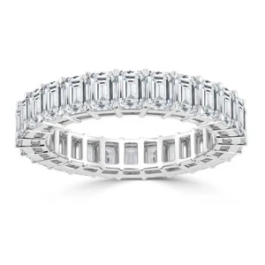 5.50ct D/VVS Lab Grown Diamond Emerald Cut Claw Set Full Eternity Ring, Platinum - Picture 1 of 7