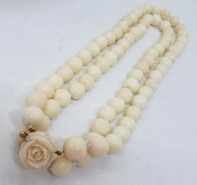 Colar Gargantilha Pele de Anjo Coral 17" Ouro 14k 10mm Fecho Rosa Esculpido com Nós - Imagem 1 de 4