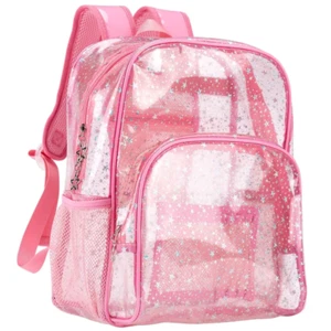 Glitter Pink Clear Backpack - Kawaii Cute School Supplies for Girls & Women - Picture 1 of 7