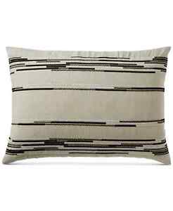 Hotel Collection Global Stripe 100% Linen Pillow Sham - KING - Beige Black White