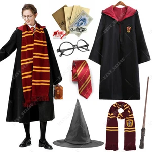 6er-Set Gryffindor Harry Potter Kostüm Robe Umhang Zauberstab Brille Hut Schals - Bild 1 von 26