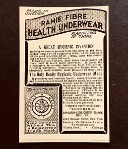 Ropa interior Ramie 1904 anuncio curandero medicina cura enfermedad impresión antigua AD - Imagen 1 de 2