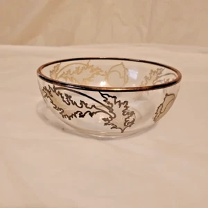 Vintage Glass Bowl With Flower on Stem Silver Overlay - Picture 1 of 4