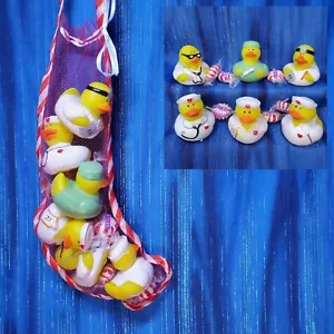 Christmas Stocking Mini Fun Flock Medical Doctors Nurses Rubber Ducks Candy NEW - Picture 1 of 3