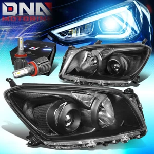 FOR 2009-2012 TOYOTA RAV4 PROJECTOR HEADLIGHT LAMPS W/LED KIT+COOL FAN BLACK - Picture 1 of 11